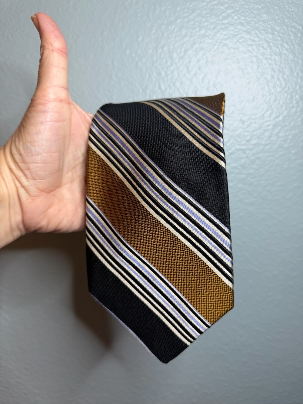 Men's Black and Gold Striped Tie - Robert Talbott